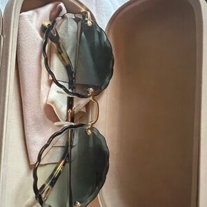 Chloé Gold and Green Sunglasses